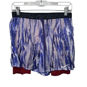 Nike Stretch Wild Run 2-in-1 Running Shorts Men’s Small Purple Abstract